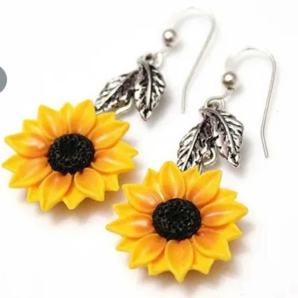 Sunflower Acrylic Drop Style Earrings - Picture 2 of 7